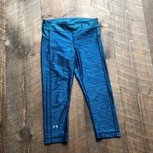 Under Armour leggings. Md.3/4 Green-blue/navy blue